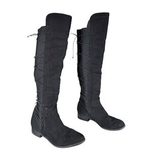 Apri Italian Shoemakers Over The Knee Boot 9M Women TINA Black Lace Up OTK Thigh